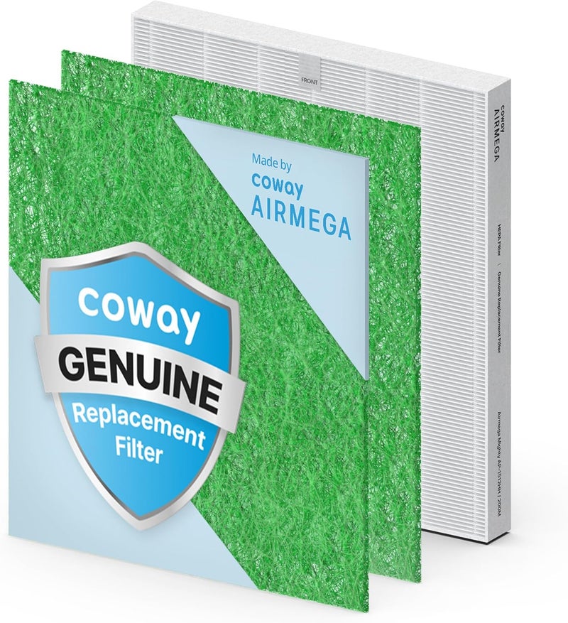 COWAY AP-1512HH & 200M Air Purifier Filter Replacement, Allergen Filter Pack, 2 Allergen Deodorization Filters and 1 True HEPA Filter, 1 Pack, Green - Image 1