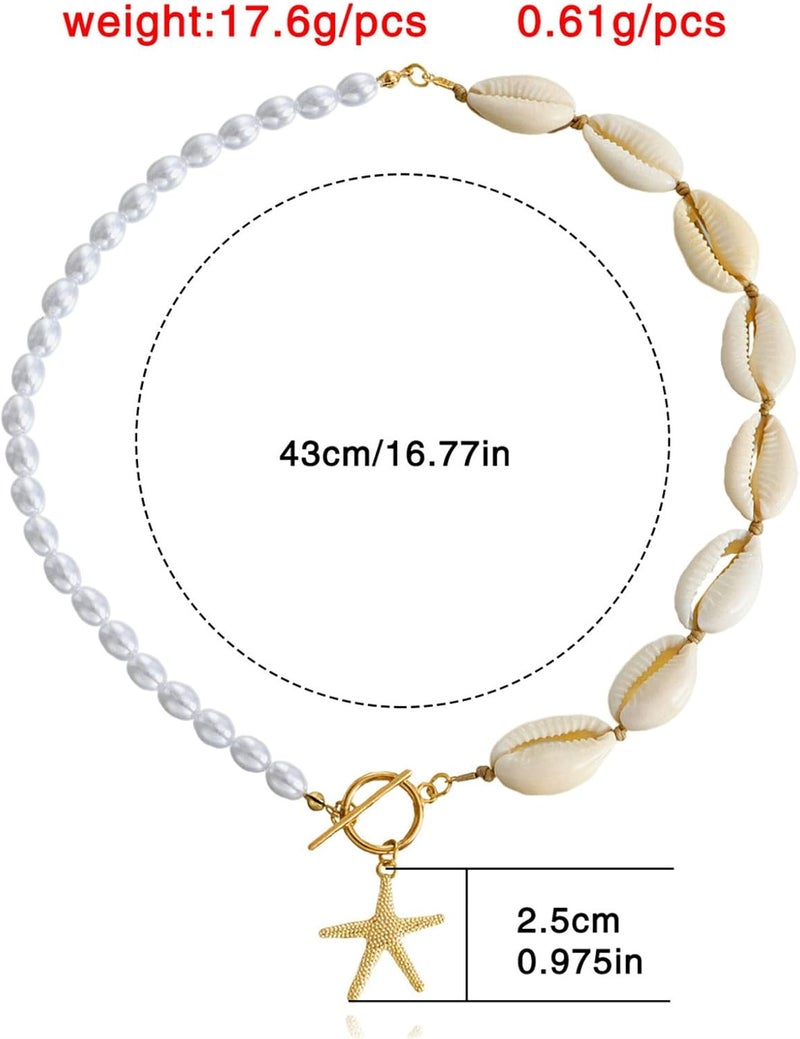 cheekyglo Punk Imitation Pearl Beaded Choker Summer Beach Necklaces Collar Jewelry Starfish Shell Pendant Necklaces for Women Neck Jewelry - Image 2