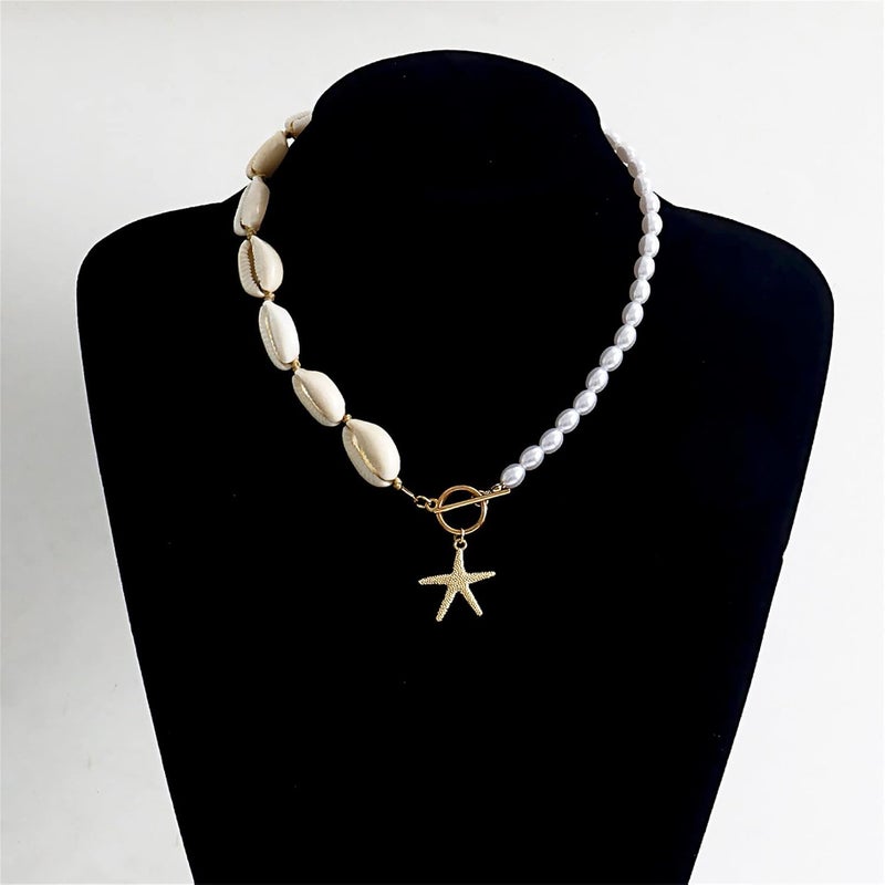cheekyglo Punk Imitation Pearl Beaded Choker Summer Beach Necklaces Collar Jewelry Starfish Shell Pendant Necklaces for Women Neck Jewelry - Image 5