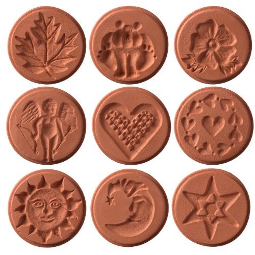 JBK Pottery Terra Cotta Cookie Stamps for Baking, Oven & Dishwasher Safe - Cookie Cutter, Molder, Stamper Press, Ideal for Cookies, Polvoron, Pastry, Shortbread, Butter - Unique-Full Set of 9 Designs - Image 1