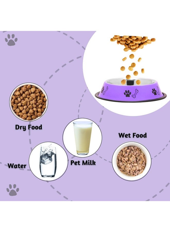 مجموعة وعاء الماء والطعام وزجاجة التغذية للحيوانات الأليفة للكلاب الصغيرة والجراء والقطط والقطط الصغيرة والحيوانات الأليفة الصغيرة الأخرى - (وعاء مطبوع، 450 مل + زجاجة حليب 150 مل) (قد يختلف اللون) - Image 4