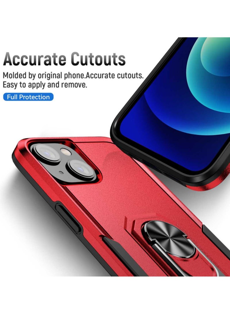 Case for iPhone 14 (Red) - Reinforced Metal Kickstand [Magnetic Car Mount Compatible] - Military Grade Heavy Duty Shockproof Cover - Rugged Armor Protection - Image 5