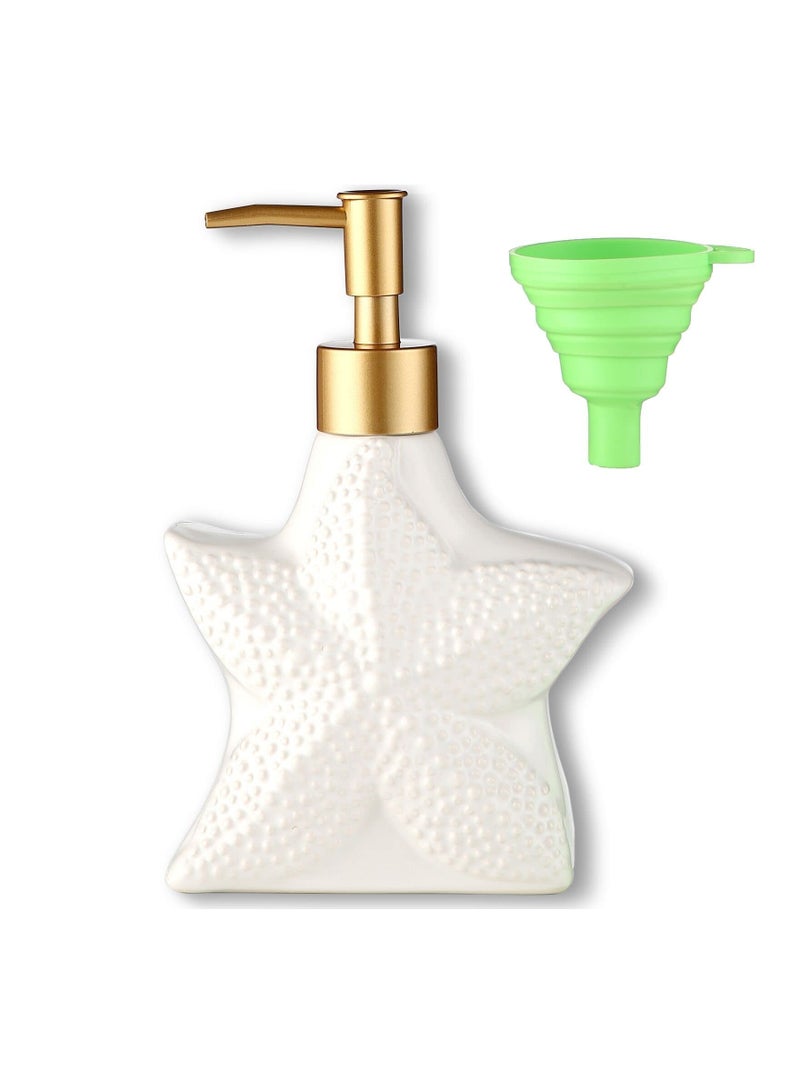 NIBEMINENT 12 oz Classic Marble Ceramic Soap Dispenser for Kitchen and Bathroom, Pump Lotion Hand Soap, Dish Essential Oil, - Image 1