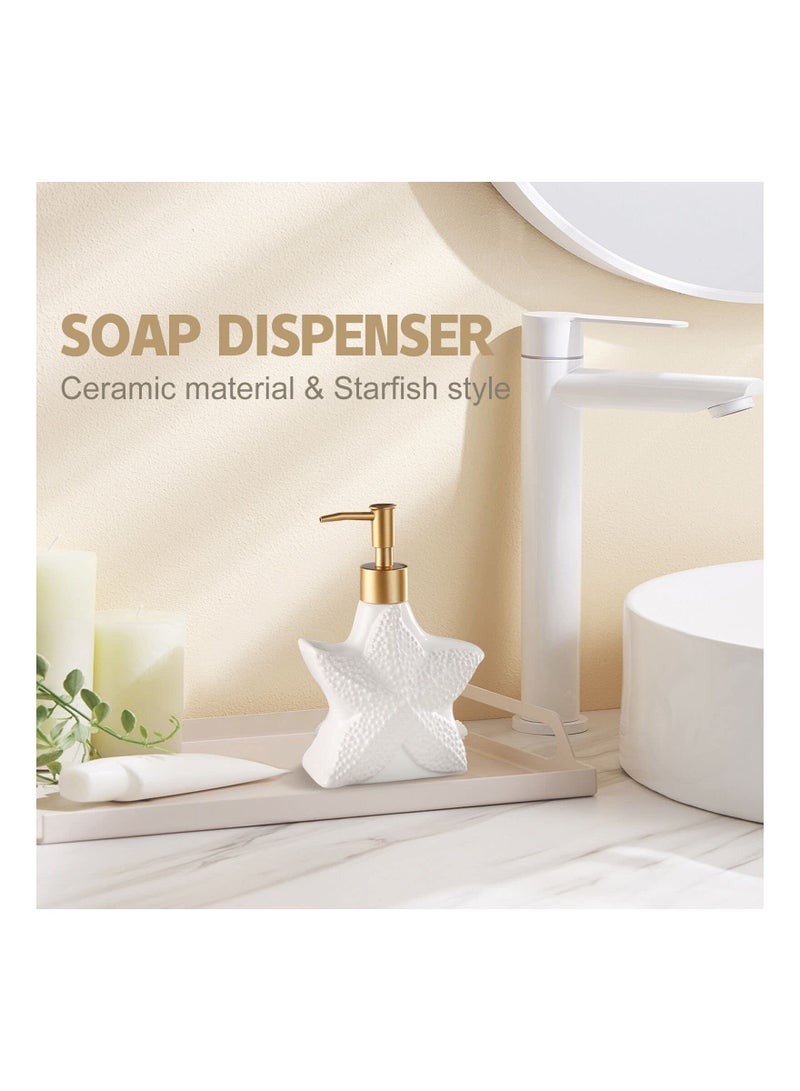 NIBEMINENT 12 oz Classic Marble Ceramic Soap Dispenser for Kitchen and Bathroom, Pump Lotion Hand Soap, Dish Essential Oil, - Image 3