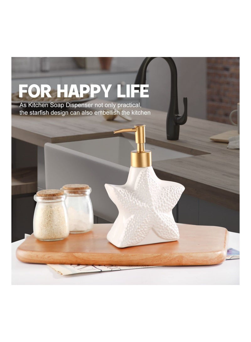 NIBEMINENT 12 oz Classic Marble Ceramic Soap Dispenser for Kitchen and Bathroom, Pump Lotion Hand Soap, Dish Essential Oil, - Image 4