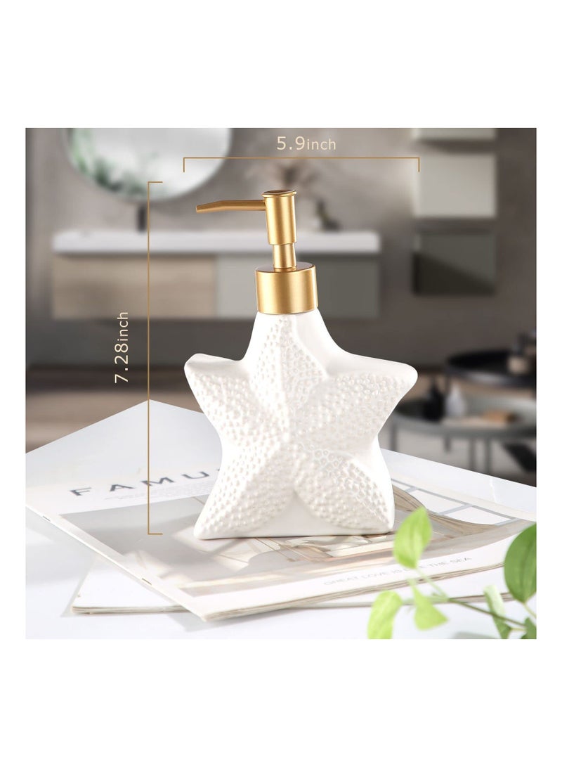 NIBEMINENT 12 oz Classic Marble Ceramic Soap Dispenser for Kitchen and Bathroom, Pump Lotion Hand Soap, Dish Essential Oil, - Image 5