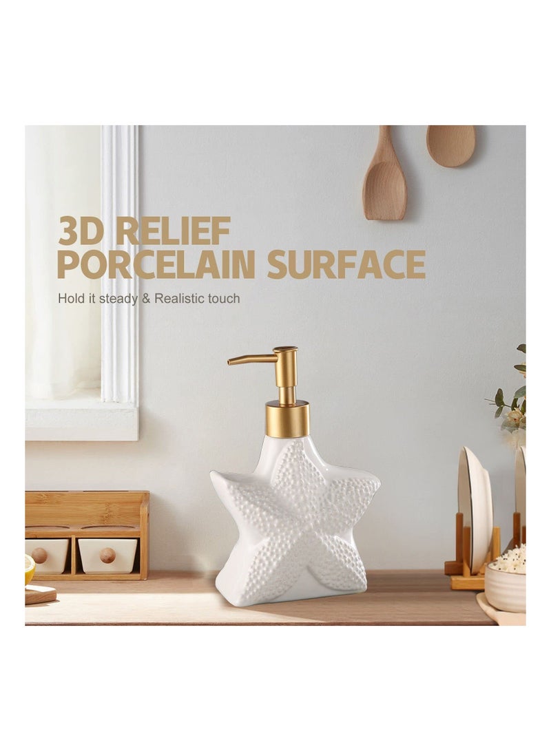 NIBEMINENT 12 oz Classic Marble Ceramic Soap Dispenser for Kitchen and Bathroom, Pump Lotion Hand Soap, Dish Essential Oil, - Image 2