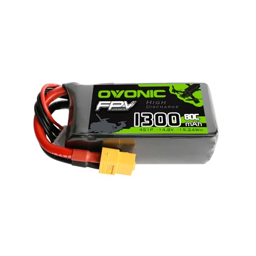 OVONIC 4S Lipo Battery 80C 1300mAh 14.8V Lipo Battery with XT60 Connector for RC FPV Racing Drone Quadcopter - Image 1