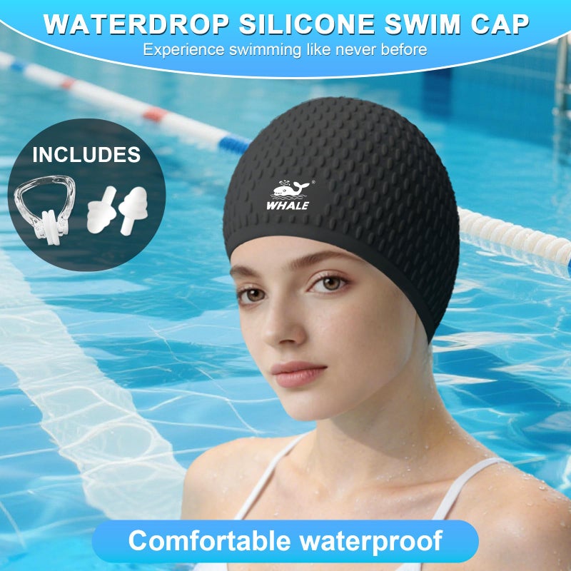 Whale Large Swimming Cap Durable Silicone Waterproof Swimming Cap Ideal for Long Hair and Thick plaits Keep Hair Dry While Swimming - Image 5