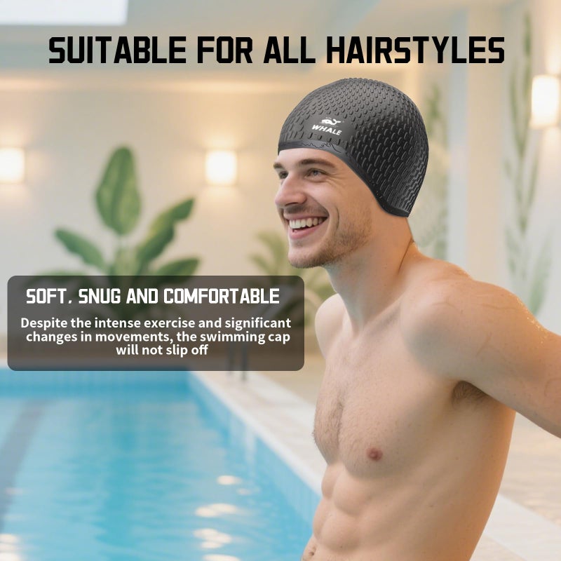 Whale Large Swimming Cap Durable Silicone Waterproof Swimming Cap Ideal for Long Hair and Thick plaits Keep Hair Dry While Swimming - Image 4