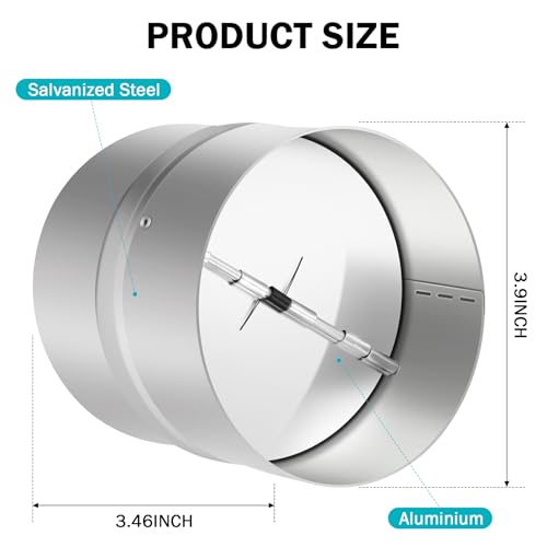 Kikerike 4 Inch Draft Blocker Backdraft Damper Duct Draft Stopper One-Way Airflow Ducting Insert Backflow Preventer Inline Fan Vent Deflector - Image 2