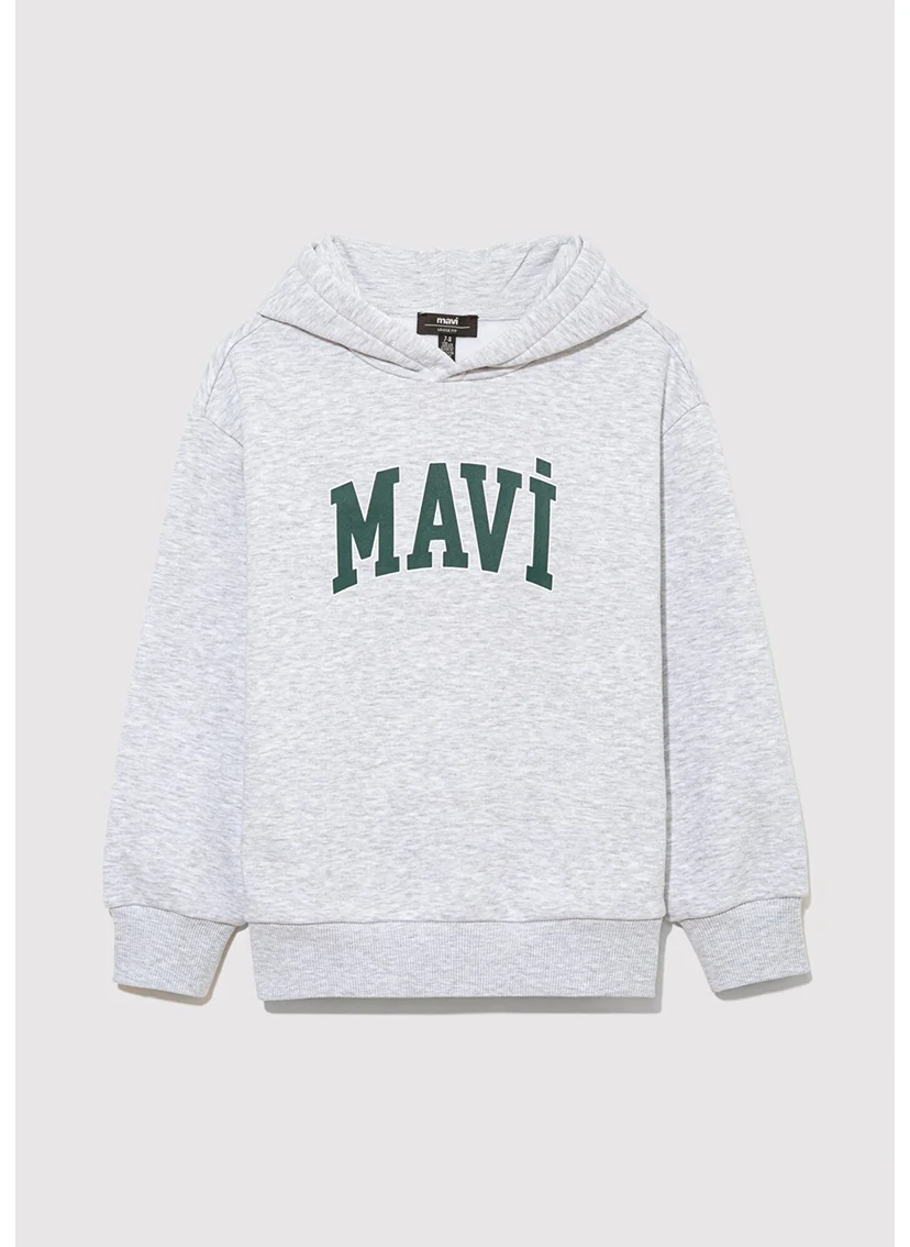 MAVI Blue Logo Printed Hooded Gray SWEATSHIRT6610110-88467