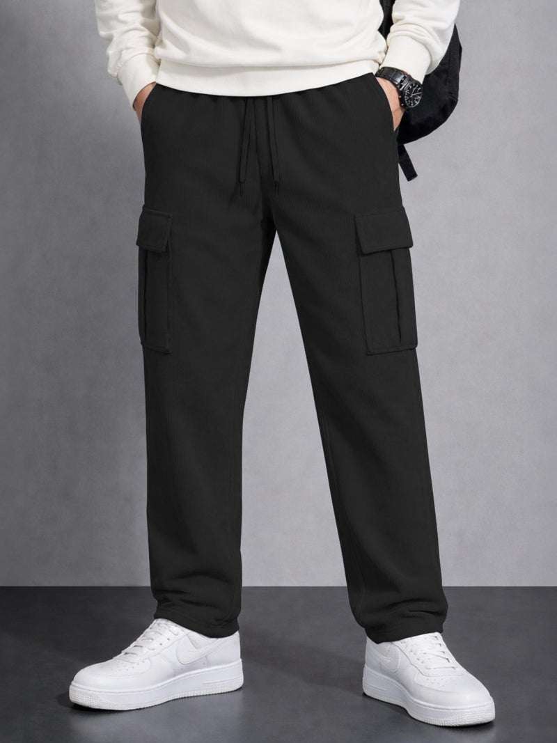 Noble Monk Men Cargo Mid Rise Pant|| Regular Fit Cargo Pants || Super Stylish Cargo Pants || Track Pant for Men Black, 2XL - Image 3