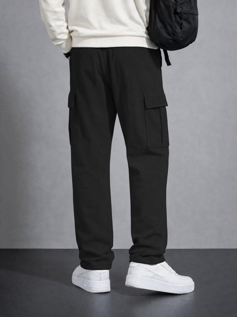 Noble Monk Men Cargo Mid Rise Pant|| Regular Fit Cargo Pants || Super Stylish Cargo Pants || Track Pant for Men Black, 2XL - Image 2