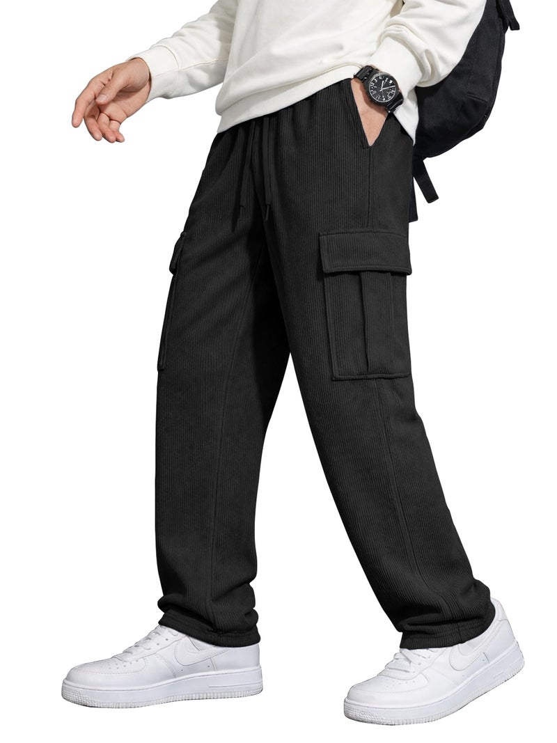Noble Monk Men Cargo Mid Rise Pant|| Regular Fit Cargo Pants || Super Stylish Cargo Pants || Track Pant for Men Black, 2XL - Image 4