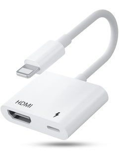 HDMI Adapter for iPhone,HDMI Sync Screen Converter, 1080P HDMI Digital AV Adapter with Charing Port,Compatible with iPhone 13/12/11/X/8/7/ iPad/ iPod to HD TV/Monitor/Projector. [No Need Power]