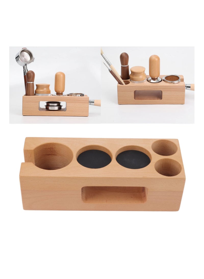 NIBEMINENT SYOSI Wooden Coffee Tamper Holder, Espresso Non-Slip Tamping Station for Cafe Home (S)  - Image 4