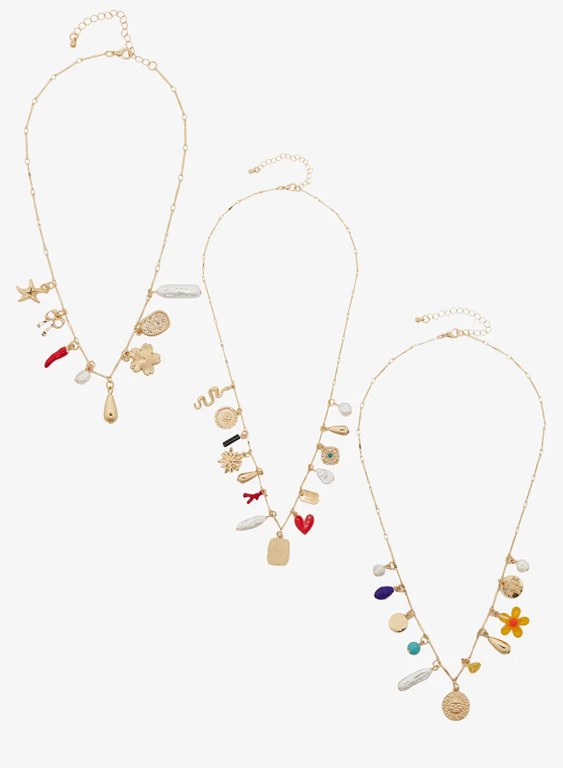 Layered Multi Charm Boho Necklace