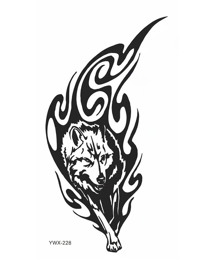 وشم مؤقت بتصميم ذئب جميل وجذاب للنظر. - Image 1