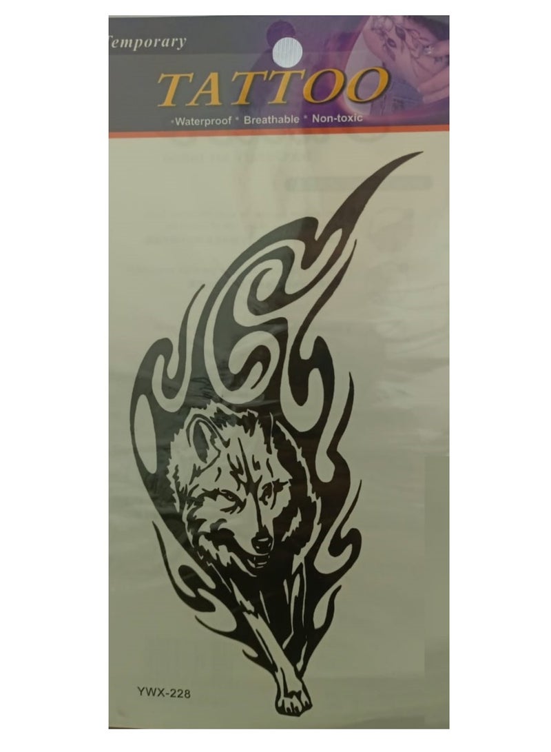 وشم مؤقت بتصميم ذئب جميل وجذاب للنظر. - Image 2