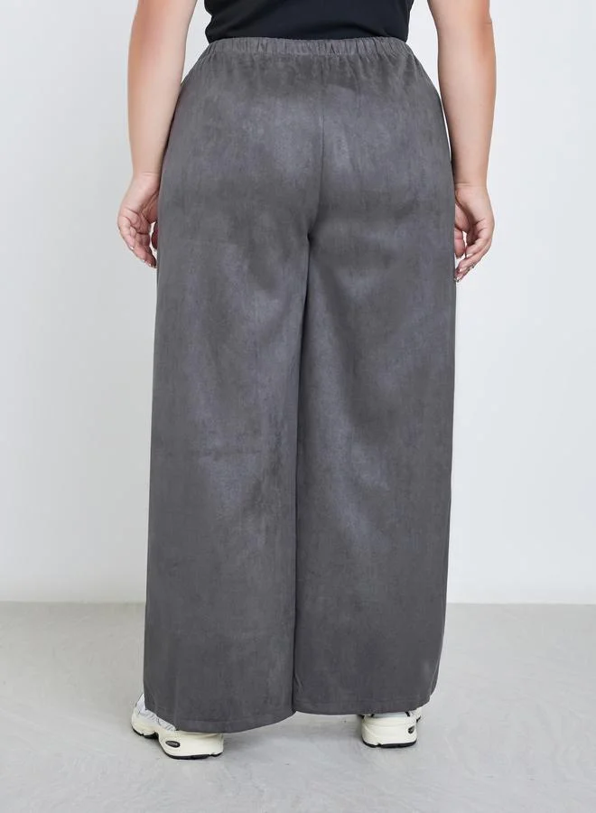 ستايلي Styli Plus Suede Look Joggers with Drawstring