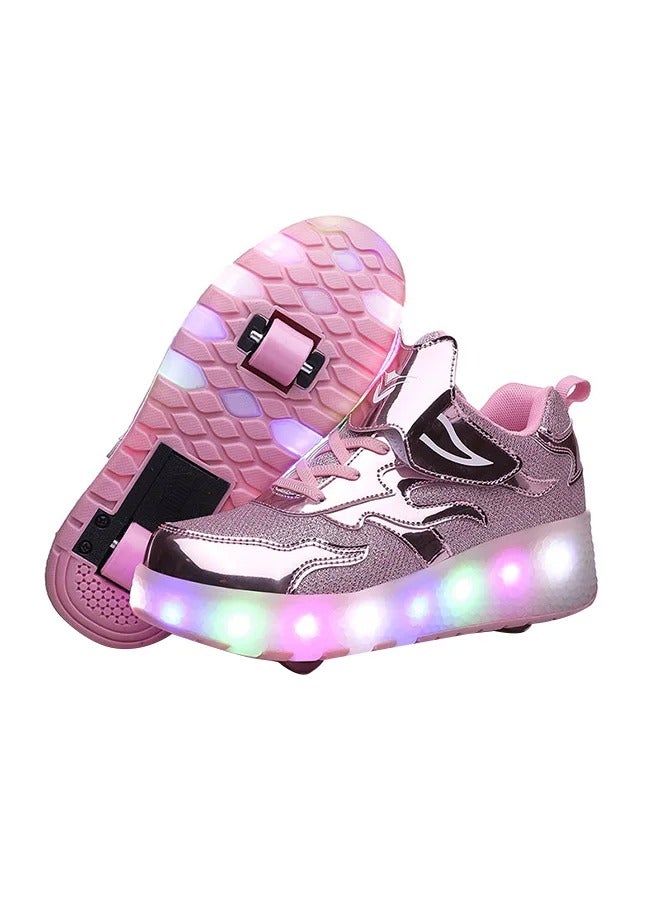 حذاء تزلج سنيكر لامع وعصري بإضاءة LED وامضة مع عجلات ونعل لايتننج - Image 1