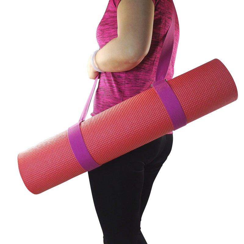 Wisdompro Yoga Strap Stretch Band, 6 Feet with 4 Adjustable Metal D-Ring Buckle Loop, Durable Yoga Mat Carrier Sling Exercise & Fitness Stretching for Yoga, Pilates, Dance, Gym Workouts - Hot Pink - Image 3