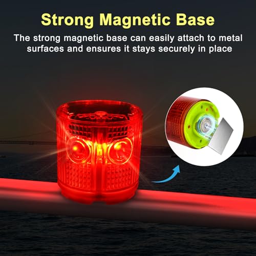 Aolyty Solar Strobe Warning Light Strong Magnetic Base Flashing Super Bright 360 Degree Automatically Turn On Waterproof for Construction Traffic Factory (Blue) - Image 2