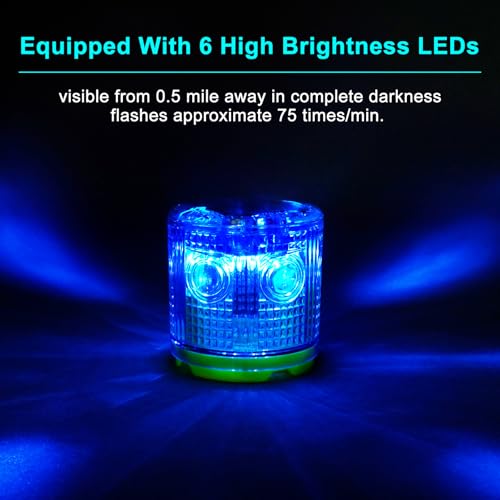 Aolyty Solar Strobe Warning Light Strong Magnetic Base Flashing Super Bright 360 Degree Automatically Turn On Waterproof for Construction Traffic Factory (Blue) - Image 5