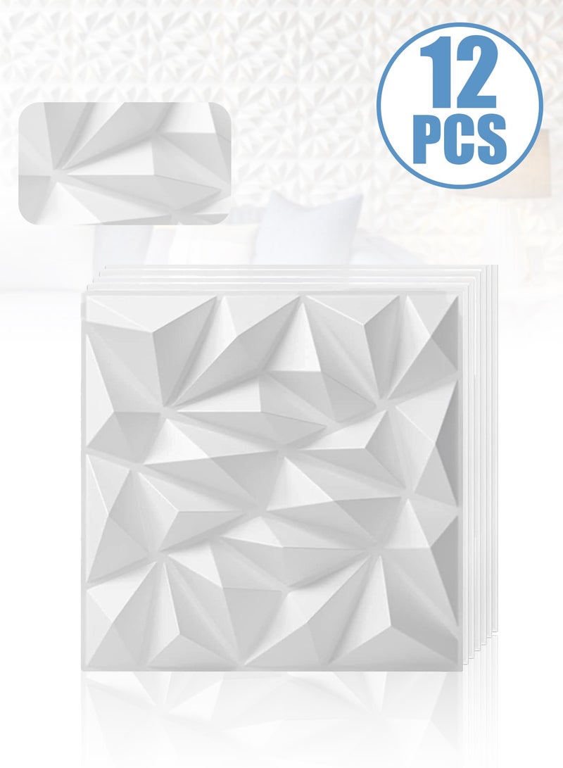 ليون هوم (12 قطعة) لوحات حائط ثلاثية الأبعاد 30 × 30 سم، ورق حائط ثلاثي الأبعاد من مادة PVC، غطاء حائط مزخرف بنمط ماسي، - Image 1