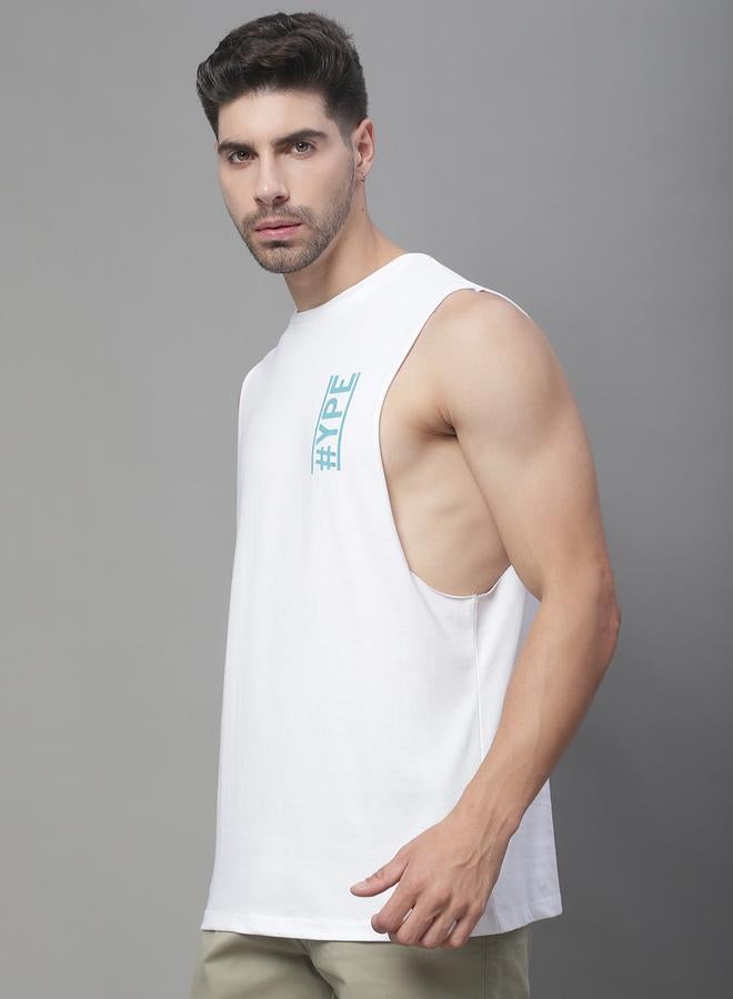 Take Two Men White Graphic Print Tank By Door74 - Image 3