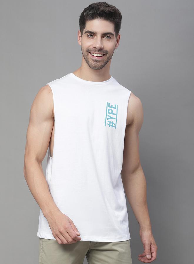 Take Two Men White Graphic Print Tank By Door74 - Image 1