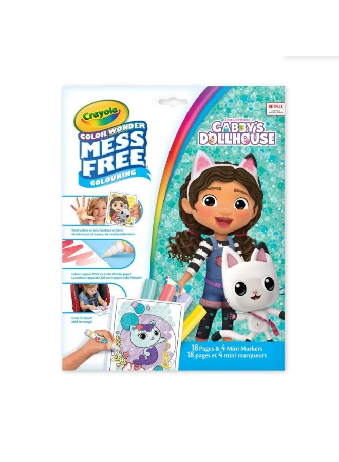 Crayola Color Wonder Mess Free Gabby's Dollhouse Coloring Set | easy storage and portability with the kit packed in a handy, folder-style packaging, perfeCountfor on-the-go coloring | Ideal for kids aged 3 and up, this set makes a standout gift for both boys and girls - Image 1