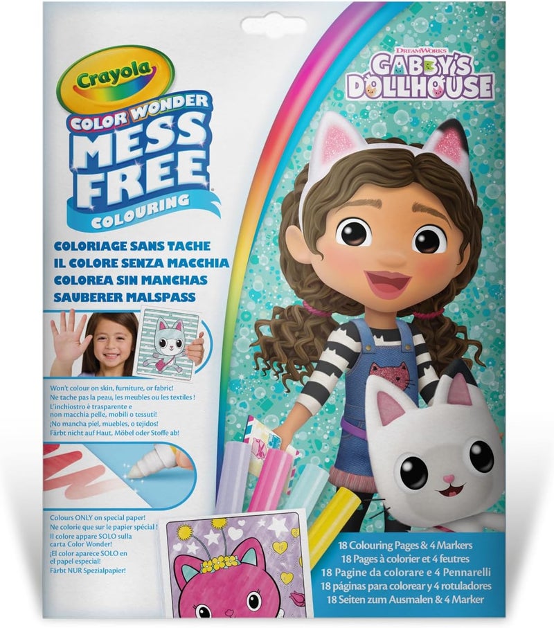 Crayola Color Wonder Mess Free Coloring Set Gabby's Dollhouse Theme with 18 Pages and 4 Non-Staining Markers - Image 2