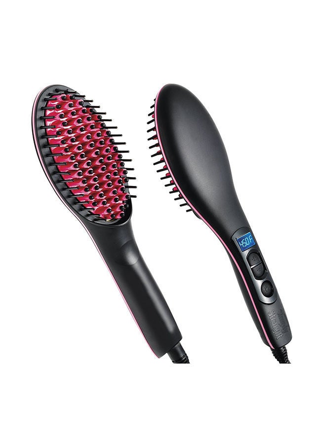 NIBEMINENT 3-In-1 Hair Straightener Electric Comb With Temperature Control LCD Display Black/Pink - Image 2