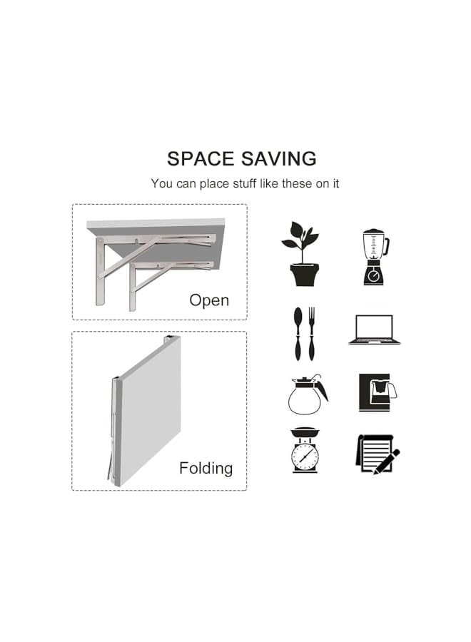 The Bros 12 Inch Folding Shelf Brackets, Pack of 2, Wall Mounted Triangle Bracket, Heavy Duty Stainless Steel Collapsible Shelf Bracket for for Shelf and Table Work Bench, Space Saving DIY Bracket - Image 5