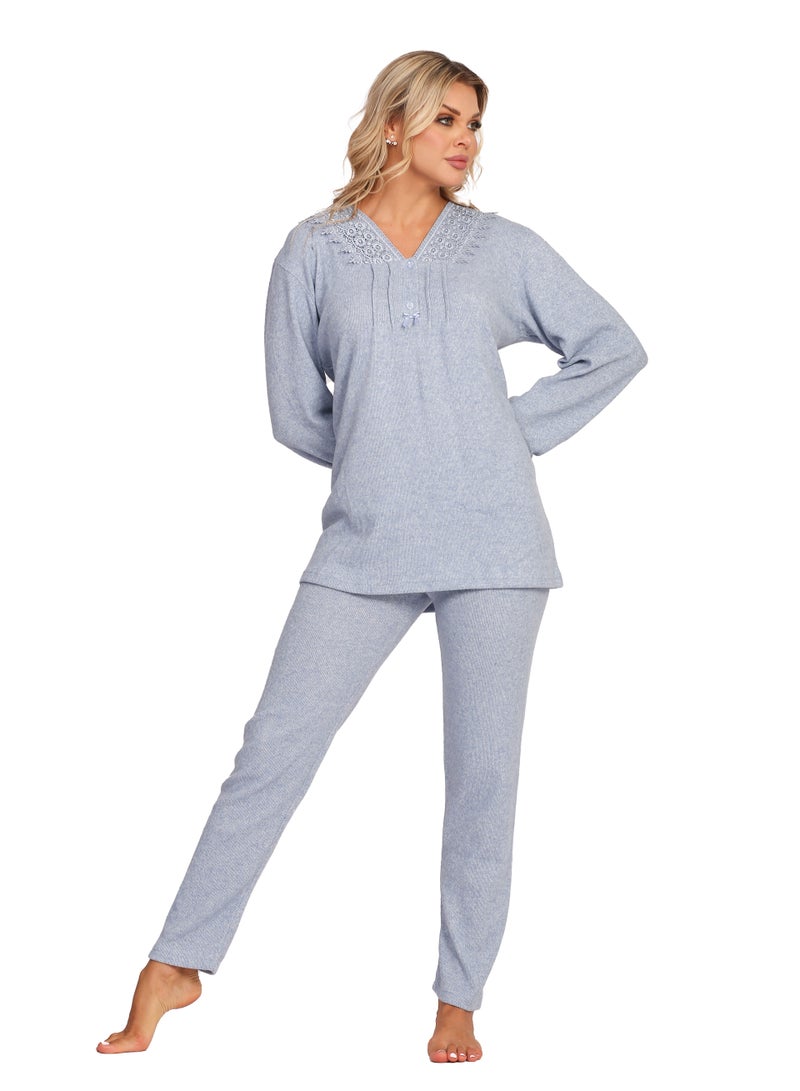 Dadoush Women's long sleeve pajamas in soft and warm fleece 