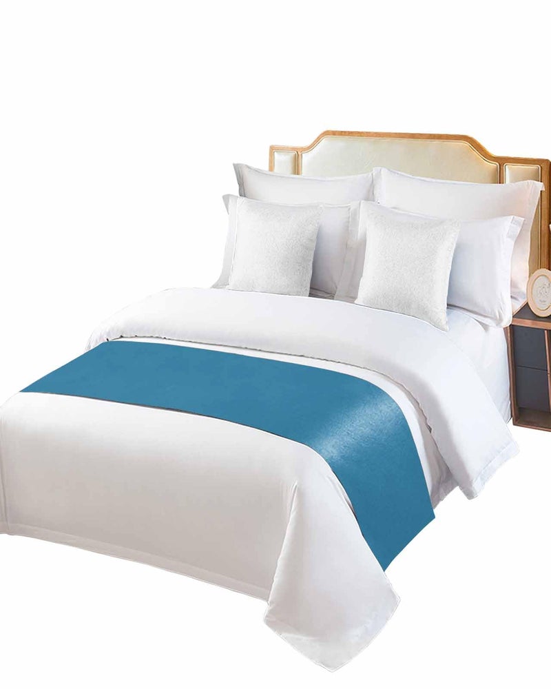Blue Bed Runner For California King Bed 102x20 Inches Decorative Foot Of Bed Throw Protector - Image 3