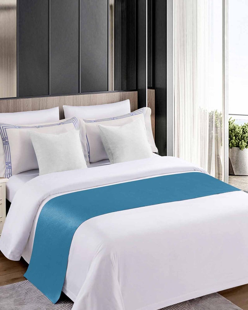 Blue Bed Runner For California King Bed 102x20 Inches Decorative Foot Of Bed Throw Protector - Image 5
