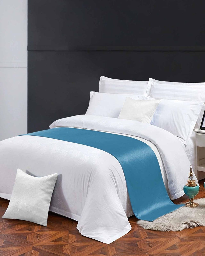 Blue Bed Runner For California King Bed 102x20 Inches Decorative Foot Of Bed Throw Protector - Image 4