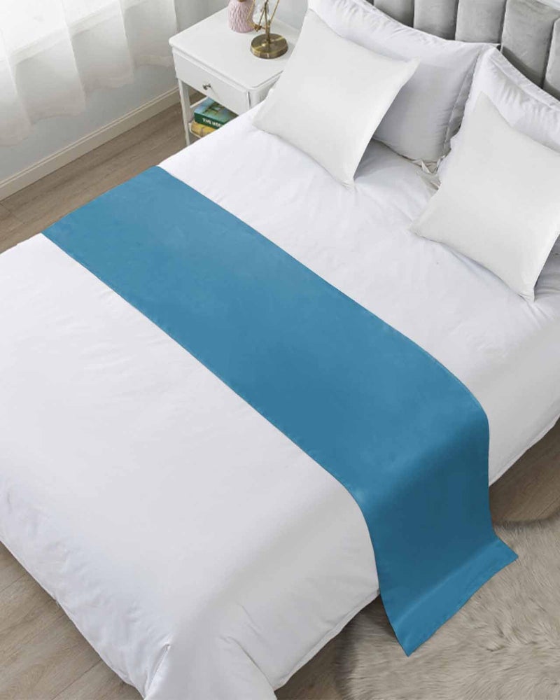 Blue Bed Runner For California King Bed 102x20 Inches Decorative Foot Of Bed Throw Protector - Image 2
