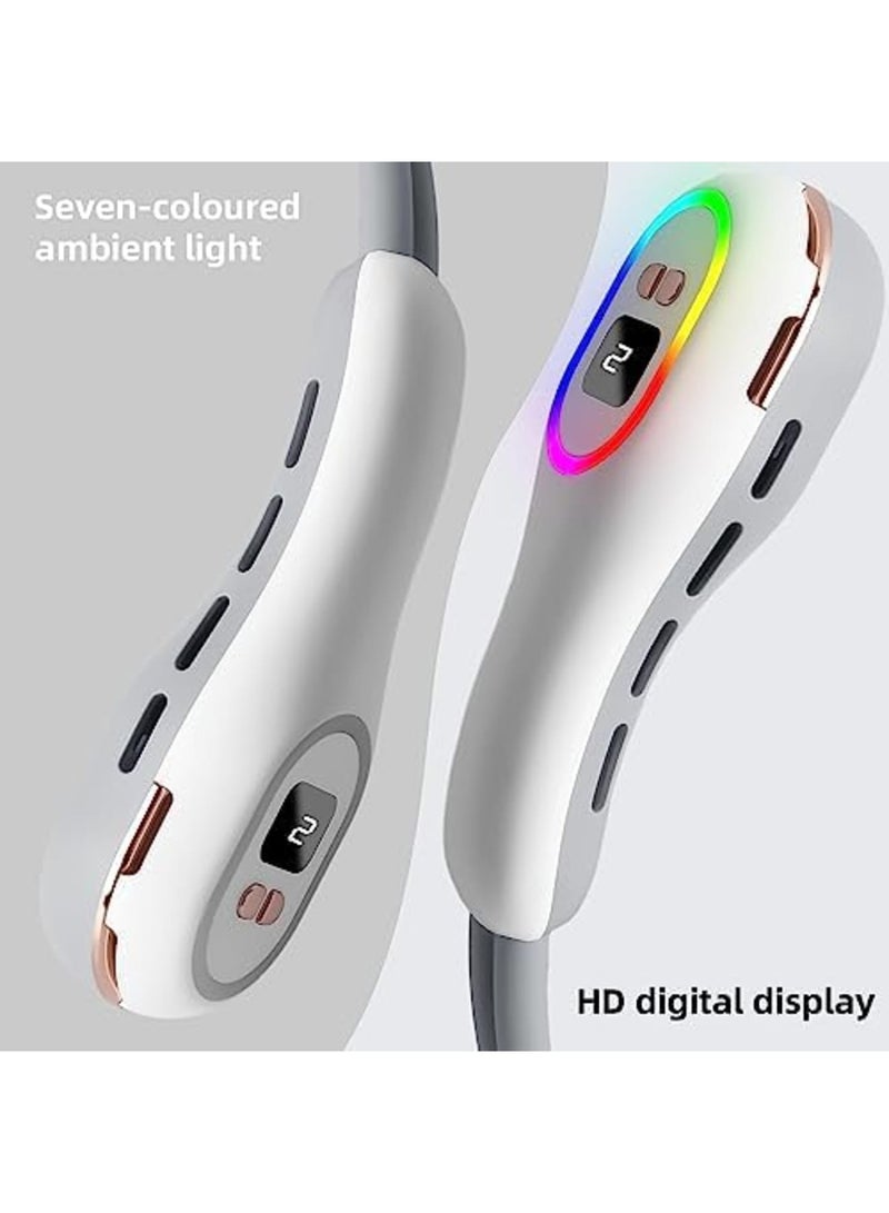 SYOSI Neck Fan, 4000mAh Portable Hanging Neck Fan with 3 Speeds Bladeless Neck Fan & LED Display Light, 360° Cooling Airflow Wearable Hands Free Fan USB Rechargeable Personal Fan for Outdoor Travel Sport - Image 2