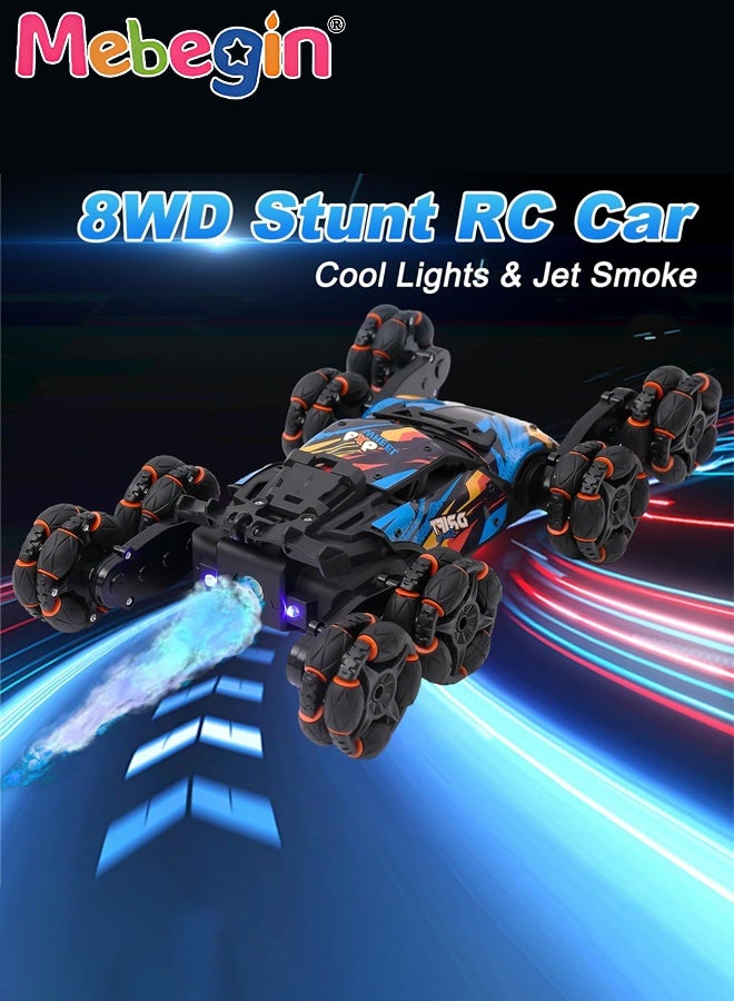 MEBEGIN Remote Control Car Toy with Light and Spray Function, 2.4 GHz Drift Race Car, 8Wd Gesture Sensing RC Stunt Car, Suitable for Various Roads, Ideal Gift for Kids Aged 6+ - Image 2
