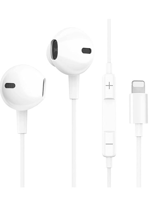 سماعات أذن سلكية لهاتف iPhone 14 pro max مع ميكروفون مدمج وتحكم في مستوى الصوت وإلغاء الضوضاء وسماعات أذن داخل الأذن متوافقة مع iPhone 11/12/13 Pro/XS Max/8/8plus 7/7plus تدعم جميع أنظمة iOS