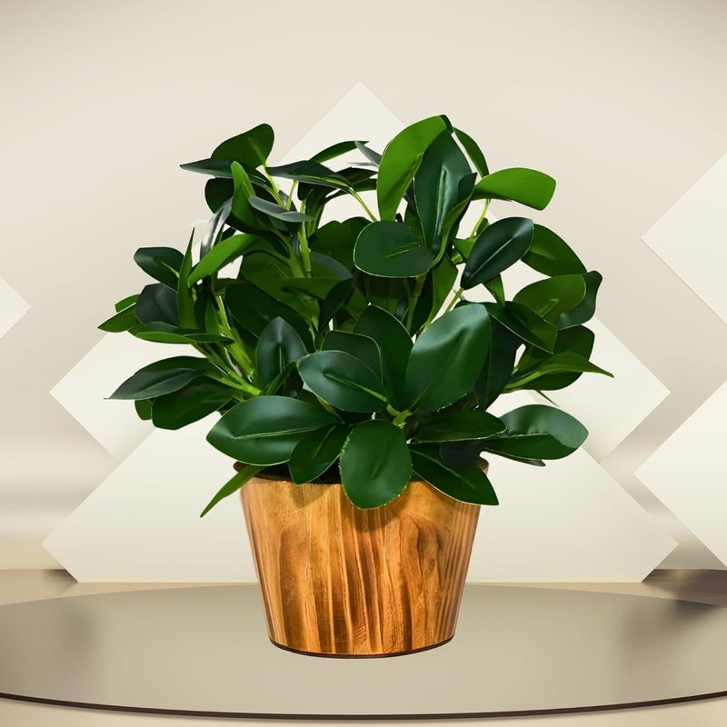 fancymart Artificial Plant Leaves in Wooden Pot Perfect Potted Decoration for Home Living Room & Office Spaces Décor Height - 26cm - Image 2
