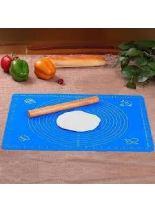 Celkon Large, non-stick, reusable silicone pastry mat from Bayt Baytak Exhibition, measuring 43 x 35 cm with overall dimensions of 50 x 40 cm. This food-safe silicone mat is perfect for dough, pastries, and pizza. It features a non-slip surface, precise measurements for rolling out dough, and heat resistance. This thick, food-grade silicone mat can also be used as an oven liner or a dough rolling mat - Image 1