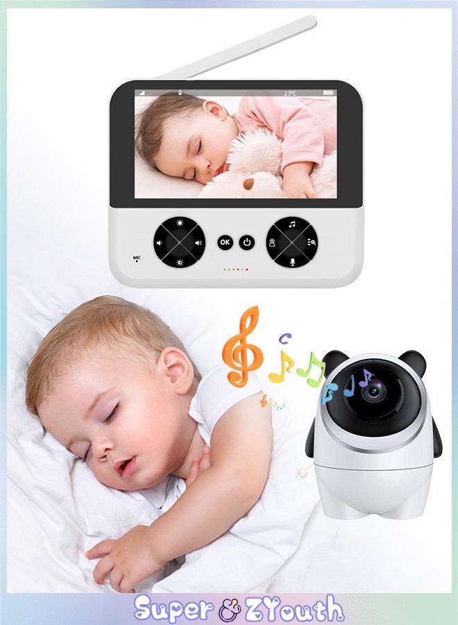 Super ZYouth Baby Monitor with Camera and Audio, 4.3 Inch Display, Night Vision, 2-Way Talk, Temperature Monitoring, Lullabies - Image 1