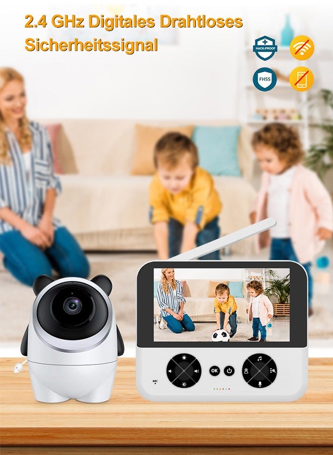 Super ZYouth Baby Monitor with Camera and Audio, 4.3 Inch Display, Night Vision, 2-Way Talk, Temperature Monitoring, Lullabies - Image 2