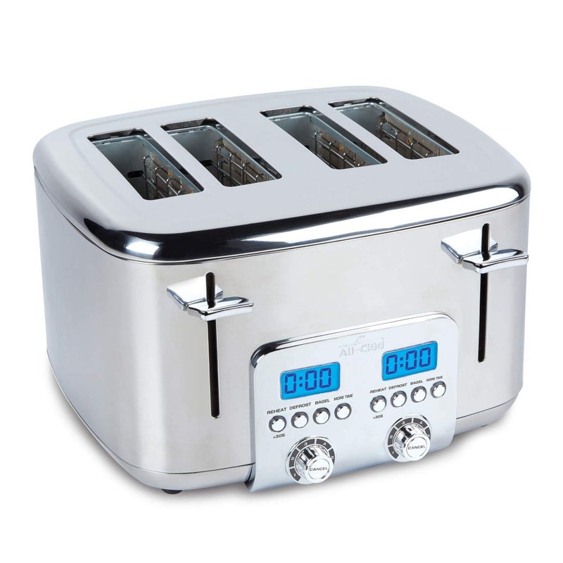 All-Clad AllClad 10942223917 Stainless Steel Digital Extra Wide Slot 4 Slice Toaster Silver 