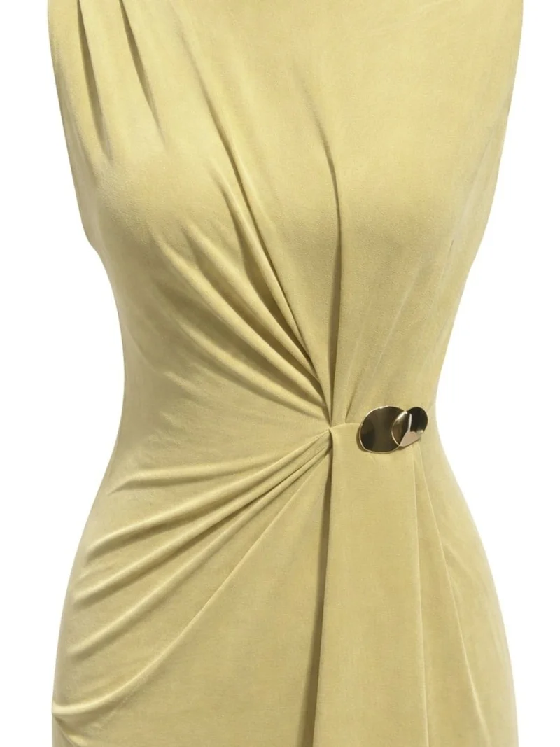 ميكسراي MIXRAY Fitted Midi Dress with Crew Neck